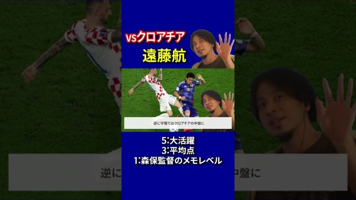 【サッカー日本代表】日本vsクロアチア 採点 遠藤航 編 【ひろゆきとワールドカップ考察】#Shorts