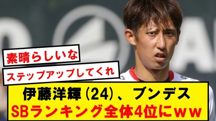 【朗報】イトヒロ、ブンデスSBランキング全体4位になってしまうwwwwwwwwwwww