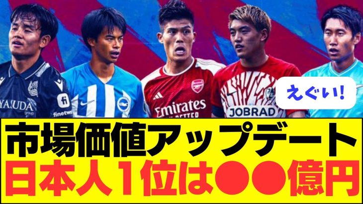 【速報】欧州所属の日本人選手の最新市場価値ランキングはこちら！！！！！