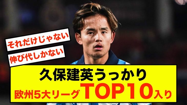 【衝撃】ソシエダ久保建英さん、欧州5大リーグでうっかりTOP10入り