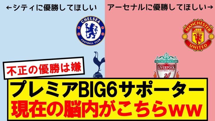 プレミアBIG6サポーター、現在の脳内がこちらwwwwwwww