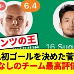 【キング】菅原由勢、プレミア3試合目にして文句なしのチーム最高評価をかます！！！！