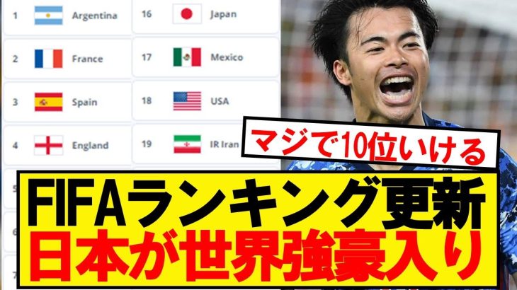 【速報】FIFAランキング、日本の暫定順位がこちらです！！！！