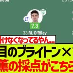 【速報】大注目のブライトン×フラム、三笘薫の採点がこちらです!!!!!