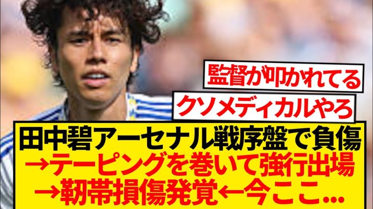 【悲劇】アーセナル戦叩かれまくった田中碧→靭帯損傷発覚→結果…