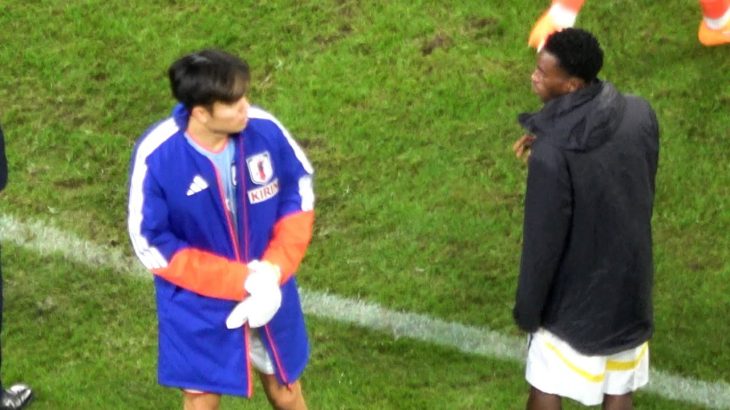 【キリンチャレンジカップ2025】試合終了後に久保建英のユニ交換を頼みに行くガーナ選手達 クールダウンをする日本代表たち 現地映像