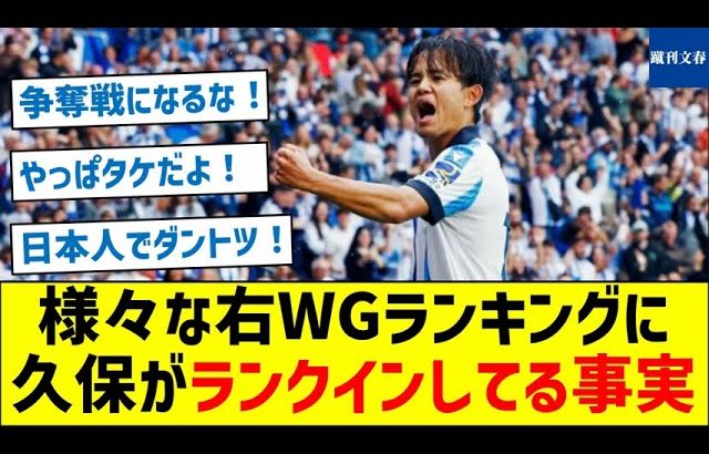 様々な右WGランキングに久保がランクインしてる事実