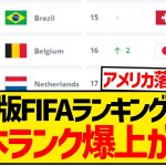 【公式】最新版FIFAランキングが発表、日本代表の順位爆上げキターー！！！！！！！！