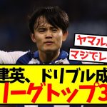【久保無双】久保建英、ドリブル成功数5大リーグトップ3に！！