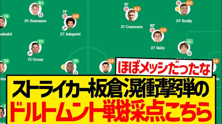 【別格】板倉滉無双のドルトムント戦採点こちら！！！
