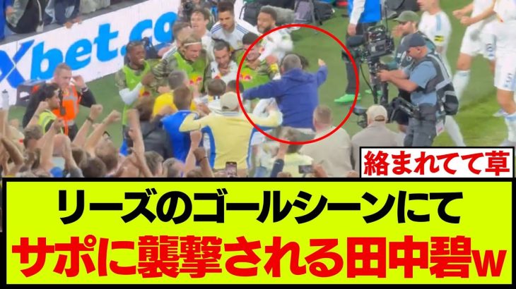 【映像】現地サポに愛されすぎている田中碧、ゴールシーンで襲撃されるwww